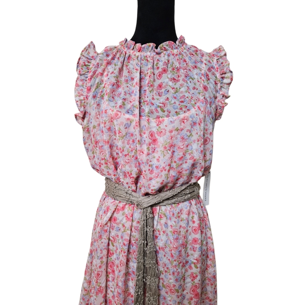 Floral Ruffle Sleeveless Dress-Size Medium